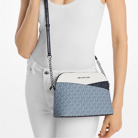 MICHAEL KORS Medium Jet Set XCross Dome Logo Admiral Multi Crossbody NWT - Picture 1 of 5
